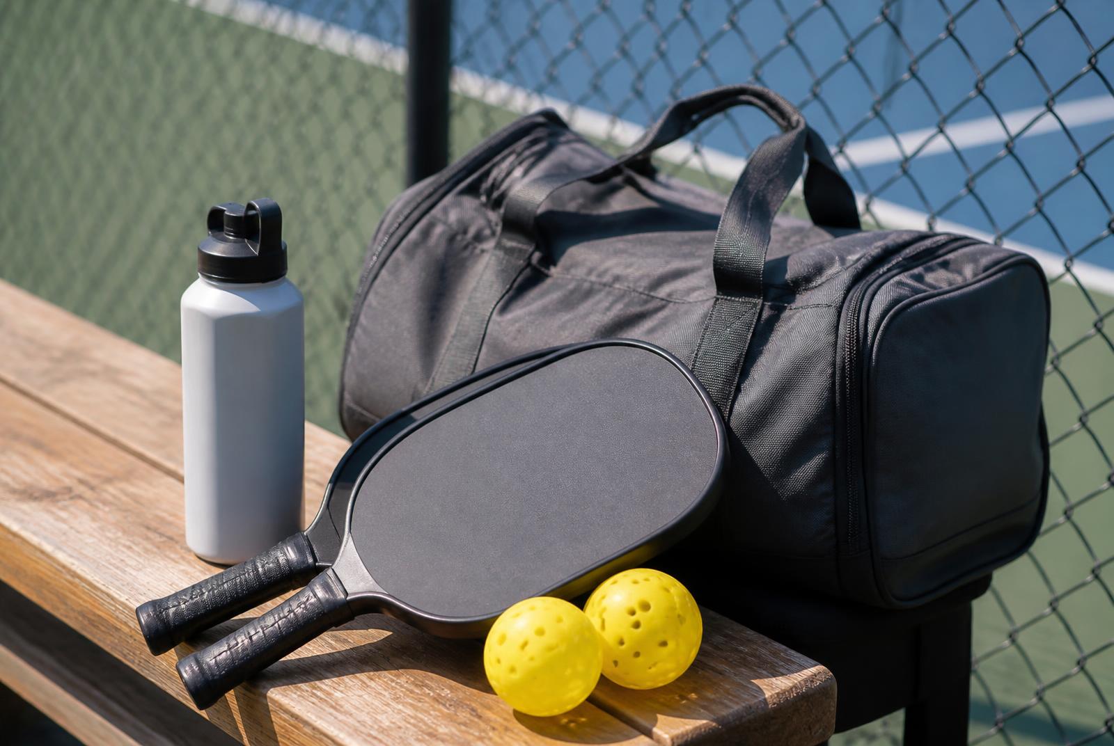 Pickleball paddles and gear laid out for players to buy