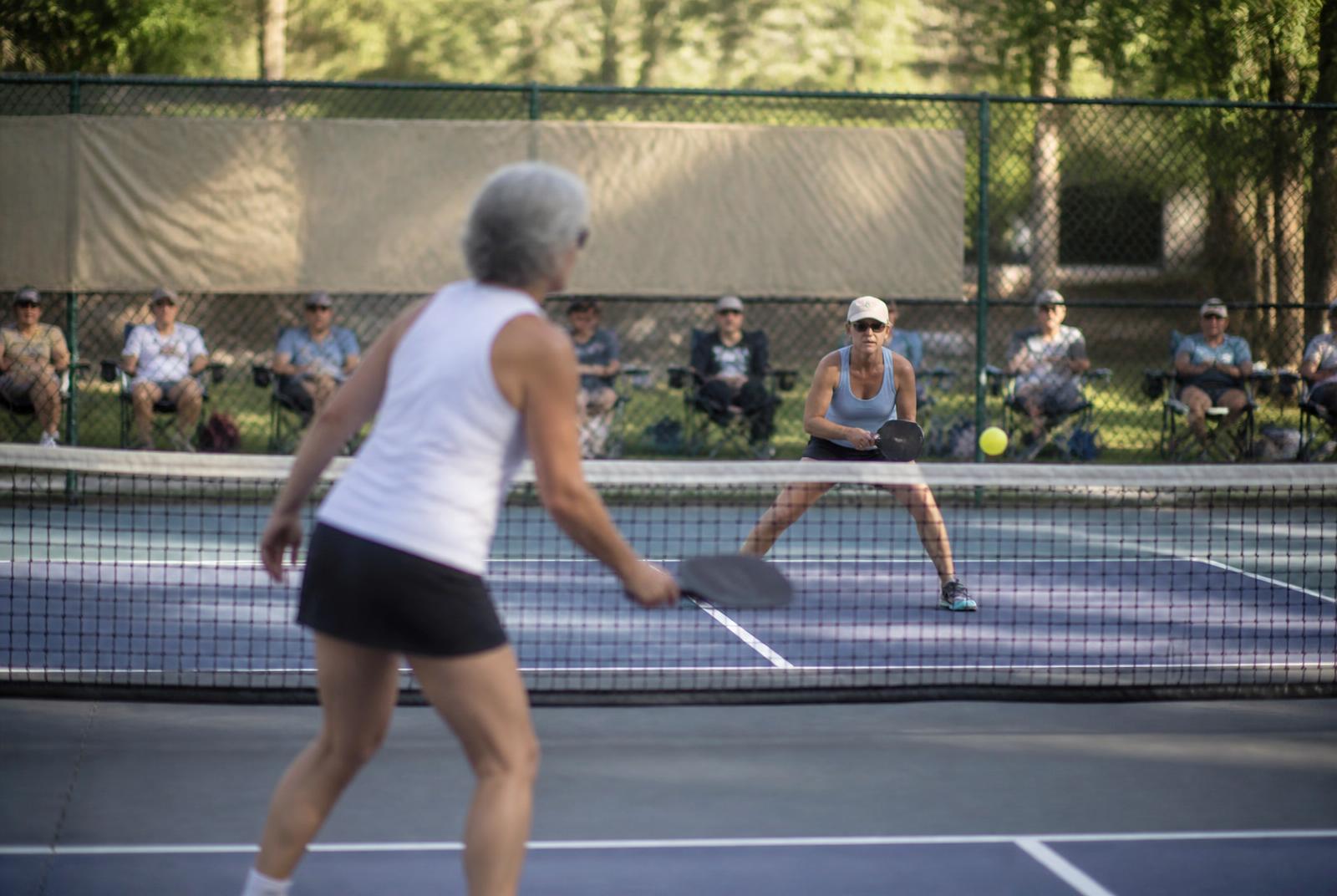 Branded banners at a pickleball tournament